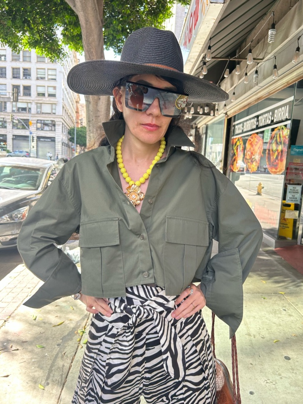 Cropped Utility Jacket in Olive Green